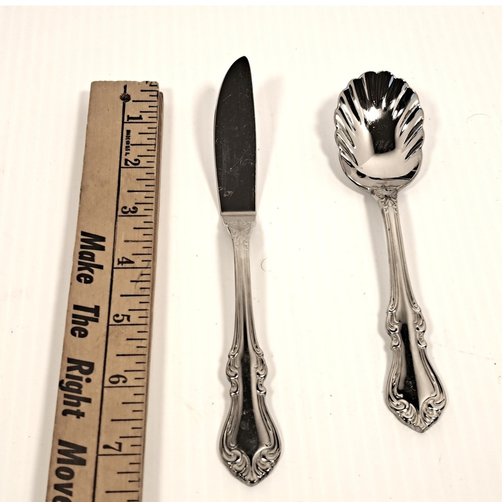 Reed and Barton Shubert 18/10 Stainless Butter Spreader and Sugar Spoon Set